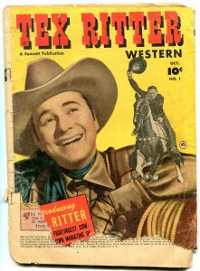 Tex Ritter Western #1 1950- Rare Golden Age Fawcett 