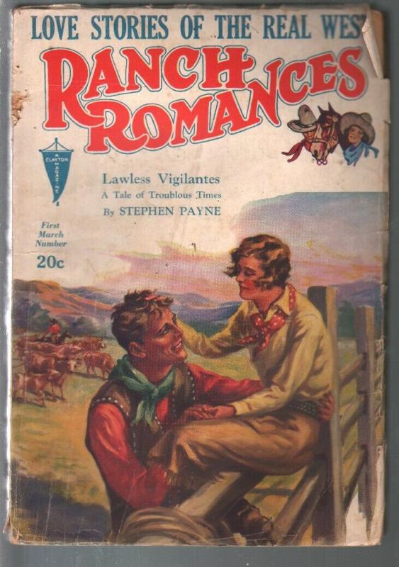Ranch Romances 3/1/1933-Lawless Vigilntes-Stephen Payne-VG