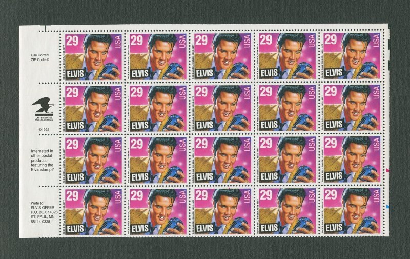 Elvis Presley US Postage Stamp Sheet  / MINT  / 1992