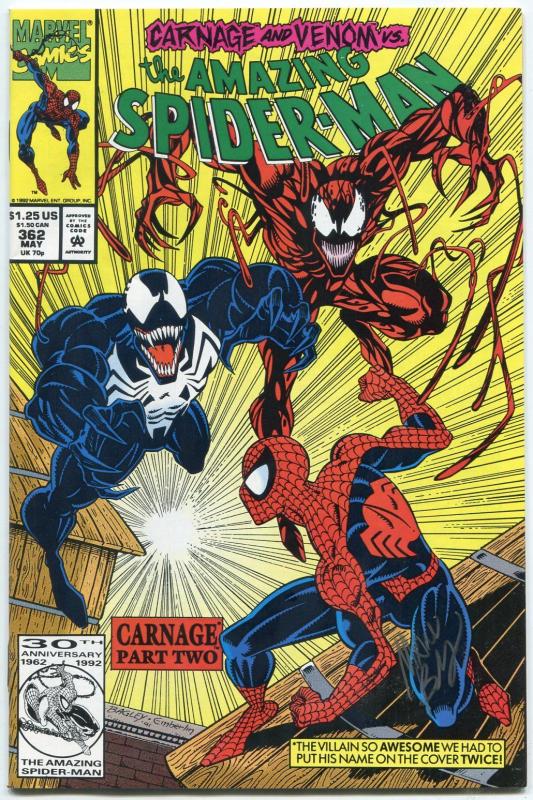 AMAZING SPIDER-MAN #362-MARVEL COMICS SIGNED BY MARK BAGLEY ON COVER