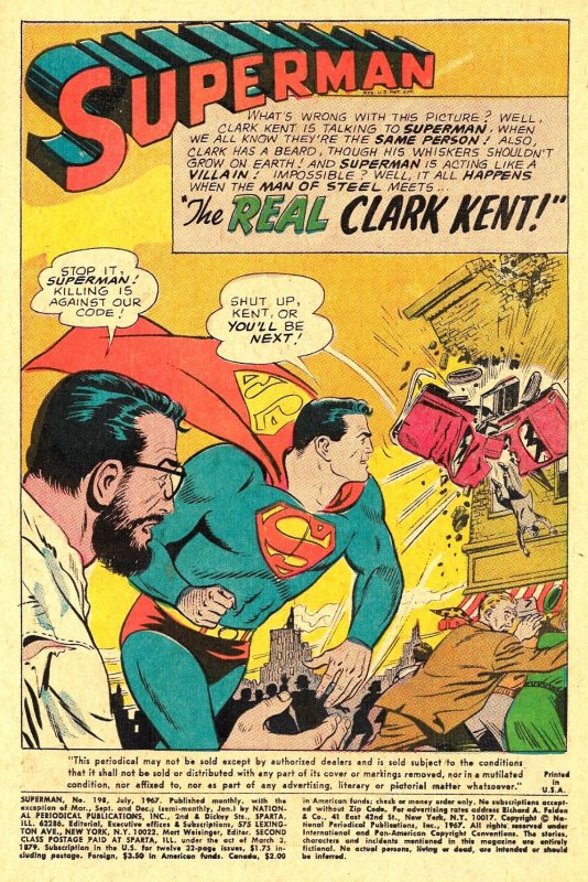 SUPERMAN #198 (July1967) 9.0 VF/NM  2 SUPER stories by Curt Swan & Al Plastino!