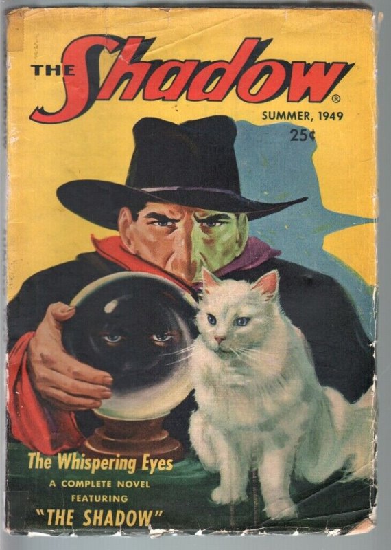 SHADOW 1949 SUMMER-RARE HERO PULP-CAT/CRYSTAL BALL CVR-LAST ISSUE!-VG minus VG-