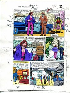 Avengers #222 1982 Hand Painted  Colorguide Page 3-She-Hulk-VG