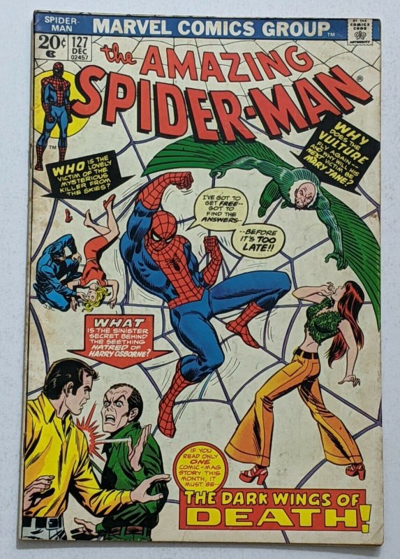 Amazing Spider-Man #127 (Dec 1973, Marvel) VG- 3.5 Vulture app John Romita cover