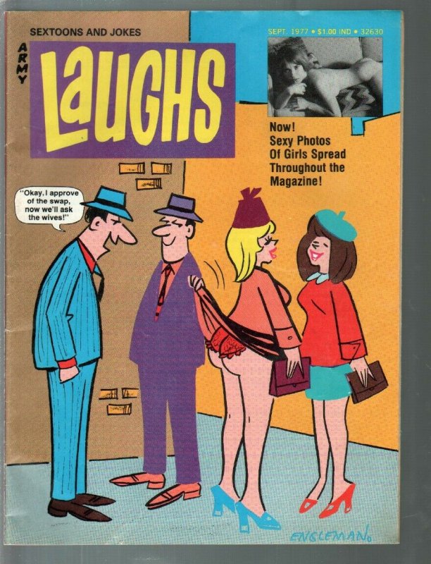 Army Laughs 9/1977-Engleman cover art-full size issue-cheesecake pix-FN