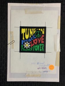 TUNE-IN PEACE LOVE FLOWER POWER Lettering 7.5x11 Greeting Card Art #5063