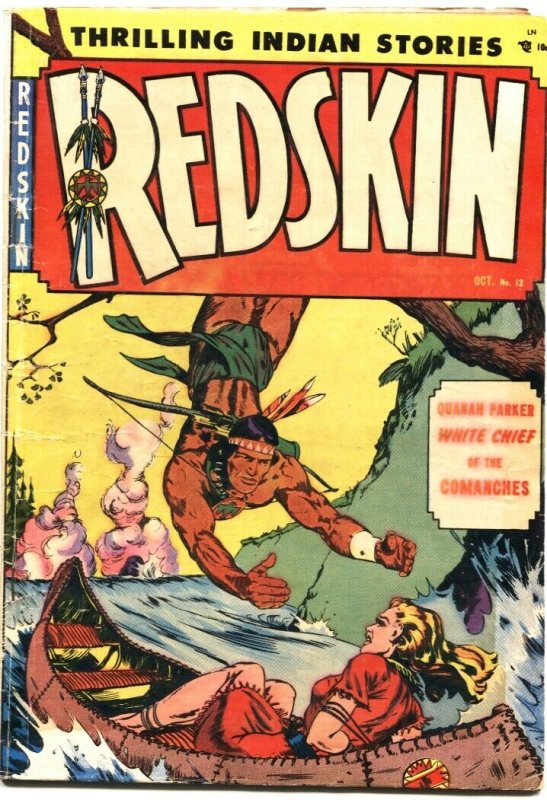 REDSKIN #12-1952-BONDAGE COVER-DOUG WILDEY ART-INDIAN STORIES-LITTLE BOW