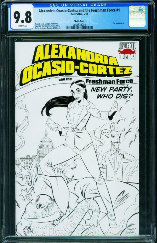 Alexandria Ocasio-Cortez & Freshman Force #1 CGC 9.8 Sketch Variant 2053538004
