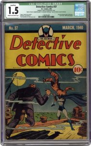 Detective Comics #37 (1940)  CGC FR/G 1.5 qualified  married cover Batman