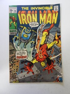 Iron Man #36 (1971) VG+ condition bottom staple detached from cover