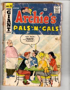 Lot Of 6 Archie Comic Books Pals & Gals # 10 Giant 15 Giant 189 190 209 213 J305