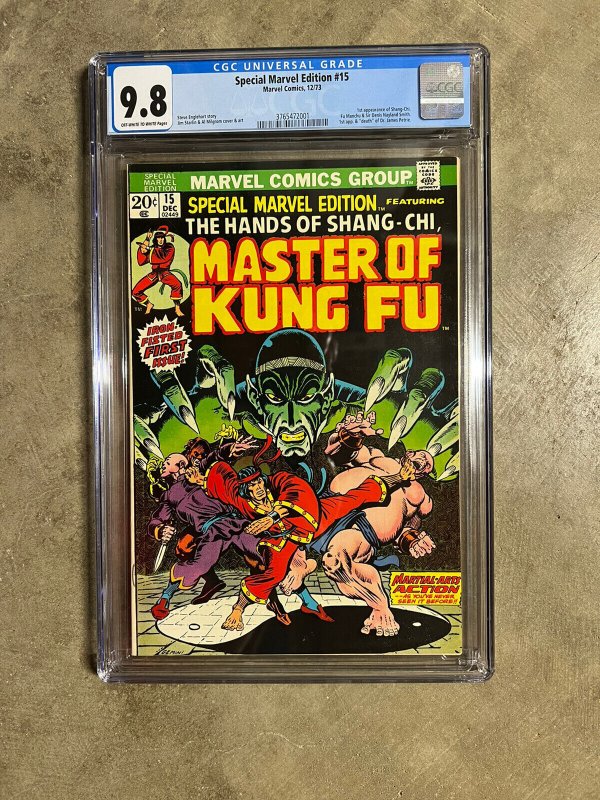 Special Marvel Edition 15 cgc 9.8 1st Shang-chi Marvel 1973 Master Of Kung Fu