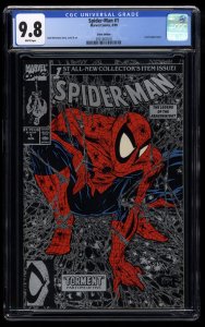 Spider-Man #1 CGC NM/M 9.8 White Pages Silver Variant Torment! Todd McFarlane!
