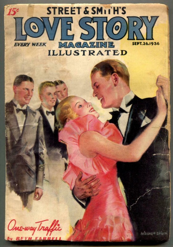 Love Story Pulp September 26 1936- Modest Stein cover- One Way Traffic VG