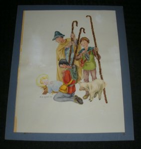 CHRISTMAS Baby Jesus w/ 3 Wise Men w/ Canes & Lamb 8x10 Greeting Card Art #nn 