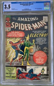 Amazing Spider-Man #9 (1964) CGC 3.5 -- 1st and origin of Electro (Max Dillon)