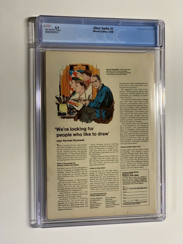 Silver surfer 3 CGC 6.5 off-white pages Marvel 1968 first Mephisto