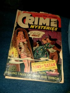 CRIME MYSTERIES 7 ribage comics 1953 golden age Horror crime GGA bondage cover!