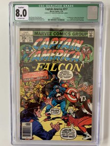 Captain America #217 CGC 8.0 White Pages 1st Quasar (Marvel Boy)!