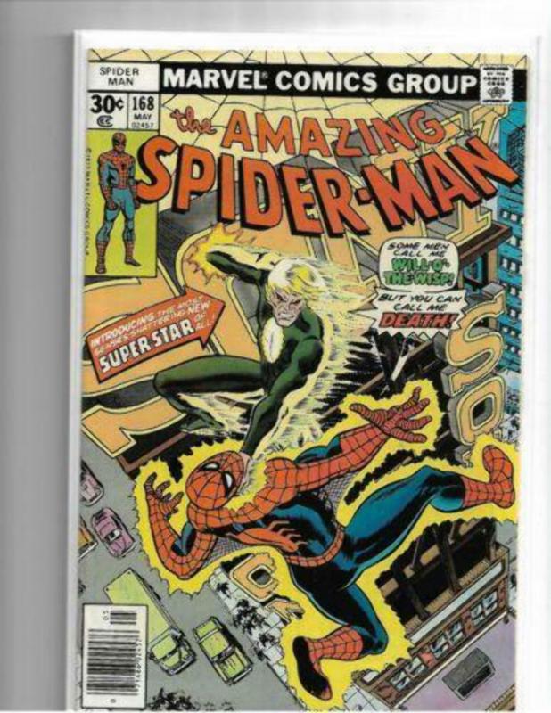 Amazing Spider-Man #168 Marvel 1977 - NM - Will O' The Wisp Len Wein