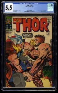 Thor #126 CGC FN- 5.5 Off White 1st issue Hercules Cover!