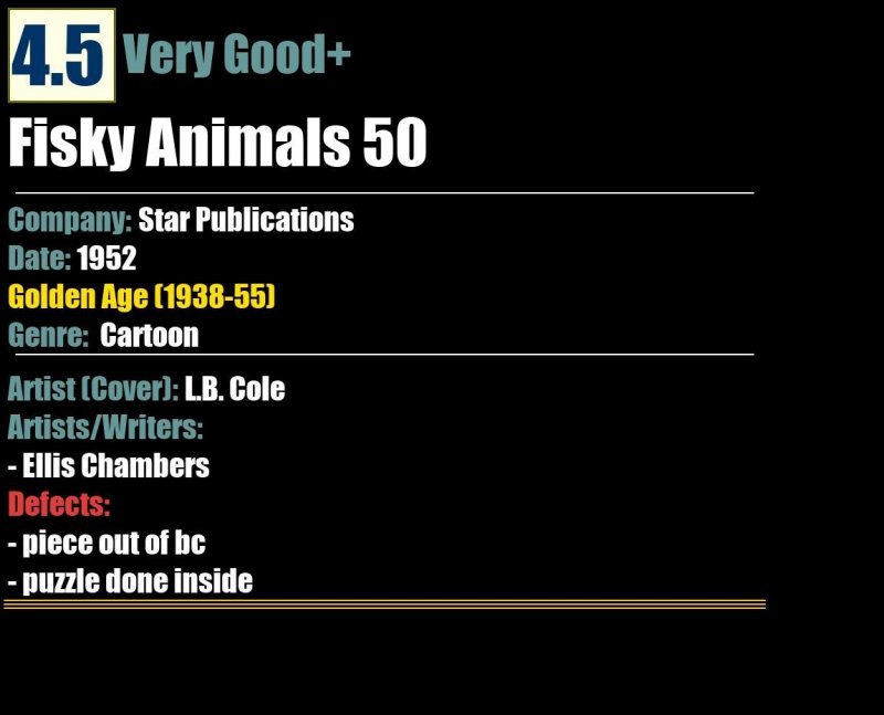 Fisky Animals 50 (1952) VG+ L.B. Cole Star Publications comic