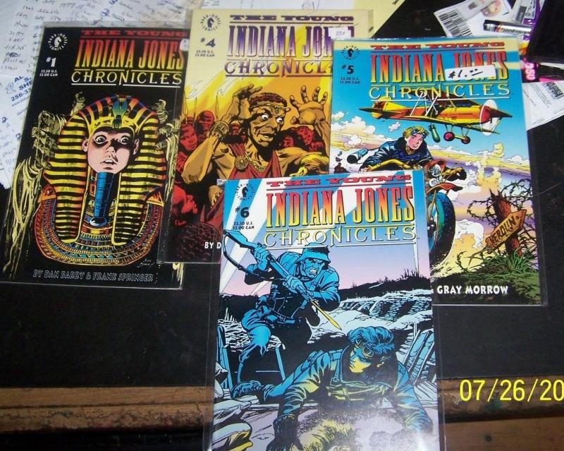 The Young Indiana Jones Chronicles COMICS  #1 4 5 6 , 1992, Dark Horse