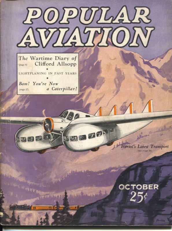 Popular Aviation 12/1931-HR. Bollin  fantasy cover-Clifford Allsopp-dirigible-VG