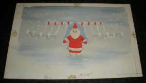 MERRY CHRISTMAS Santa Claus in Snow Storm 9x6 Greeting Card Art #5W