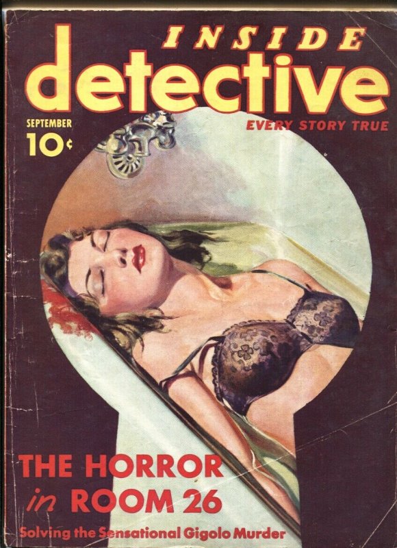 Inside Detective 9/1937-Spicy keyhole lingerie cover! Pulp mag