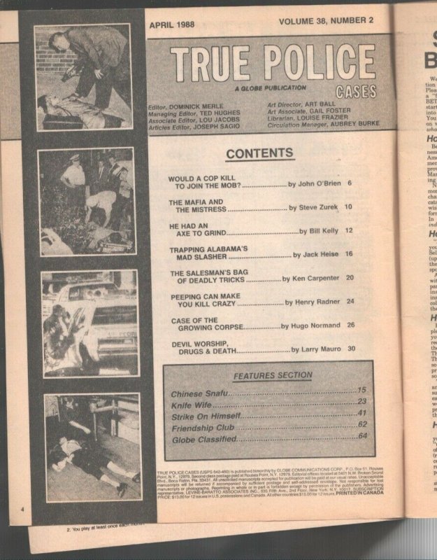 True Police Cases 4/1988-Globe-Gun moll in handcuffs cover photo-Mafia-Devil ...