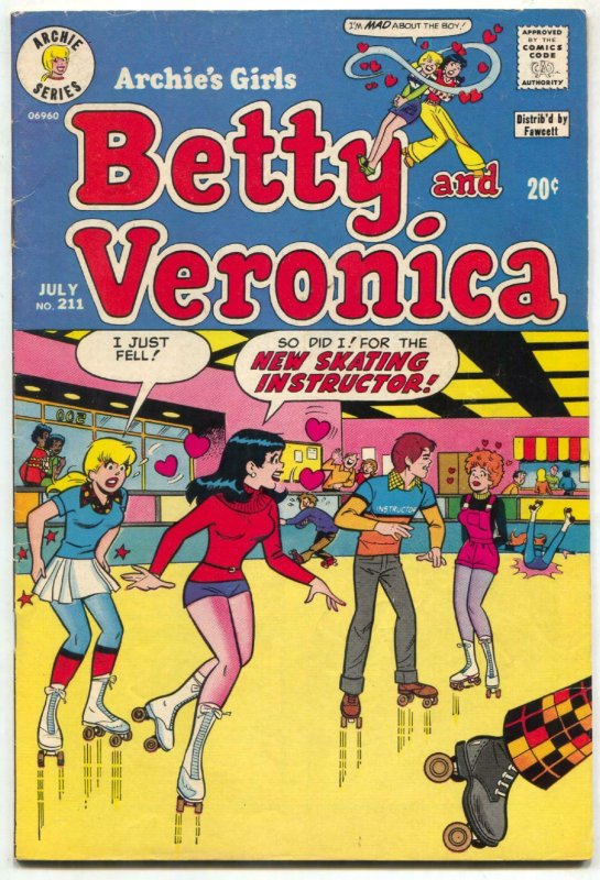 Archie's Girls Betty & Veronica #211 1973- ROLLERSKATING cover- FN