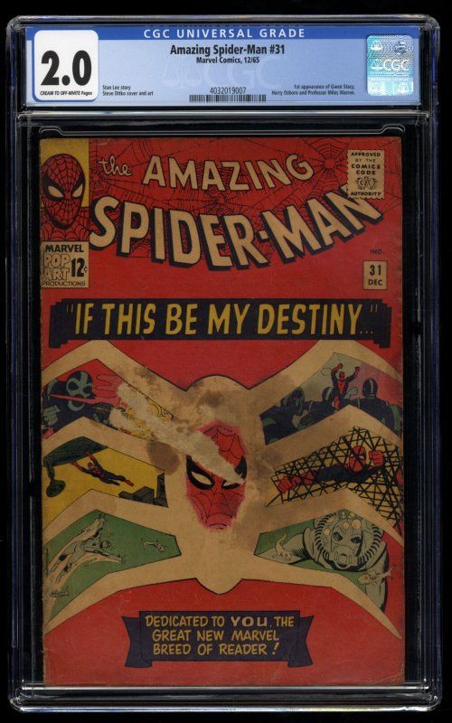Amazing Spider-Man #31 CGC GD 2.0 1st Appearance Gwen Stacy!