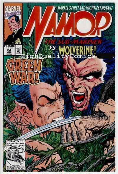 NAMOR #24, NM+, Sub-Mariner, John Byrne, vs Wolverine, 1992, Green War