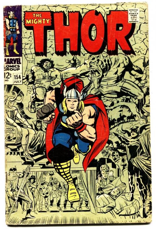 THOR #154 comic book-1968-JACK KIRBY-MARVEL-SILVER AGE VG