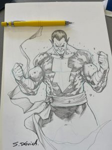 Black Adam Original Art by Sergio Dávila – DC Comics A4 Pencil Sketch Signed