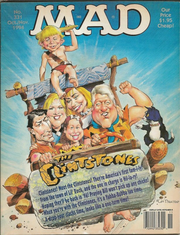 ORIGINAL Vintage Oct 1994 Mad Magazine #331 Bill Clinton Flintstones