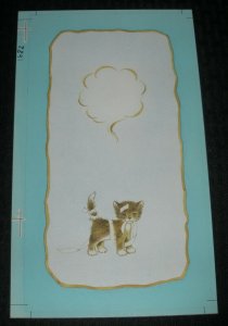 GET WELL SOON Cute Brown Kitten Cat w/ Bandages 6.5x11 Greeting Card Art #1682