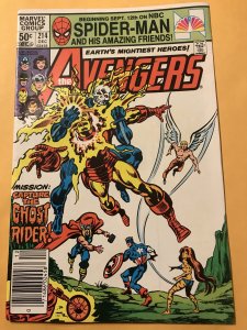 THE AVENGERS #214 : Marvel 12/81 Fn/VF; GHOST RIDER story, Jim Shooter writer