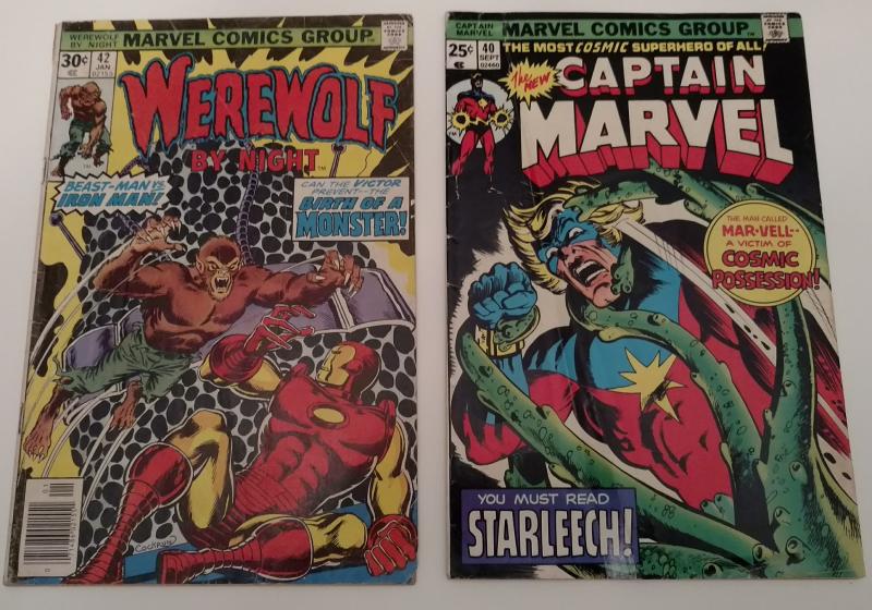 Captain Marvel #40 & Werewolf by Night #42 (Bronze Age!)