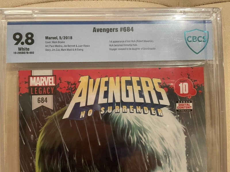 Avengers #684A  CBCS 9.8 2018 First Immortal Hulk!
