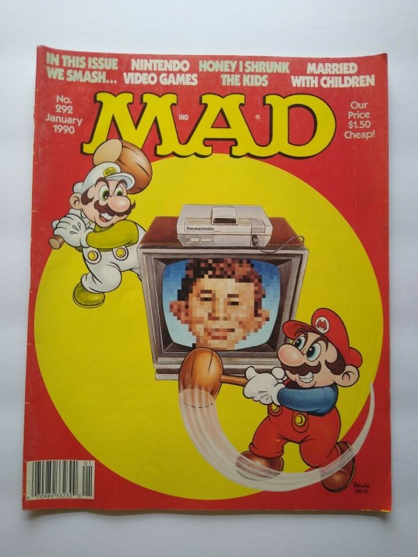 MAD Magazine Jan 1990 No 292 Nintendo Super Mario Bros Video Game Arcade Cover