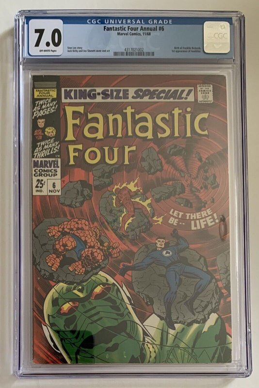 (1968) FANTASTIC FOUR ANNUAL #6! 1st ANNIHILUS & FRANKLIN RICHARDS! CGC 7.0!