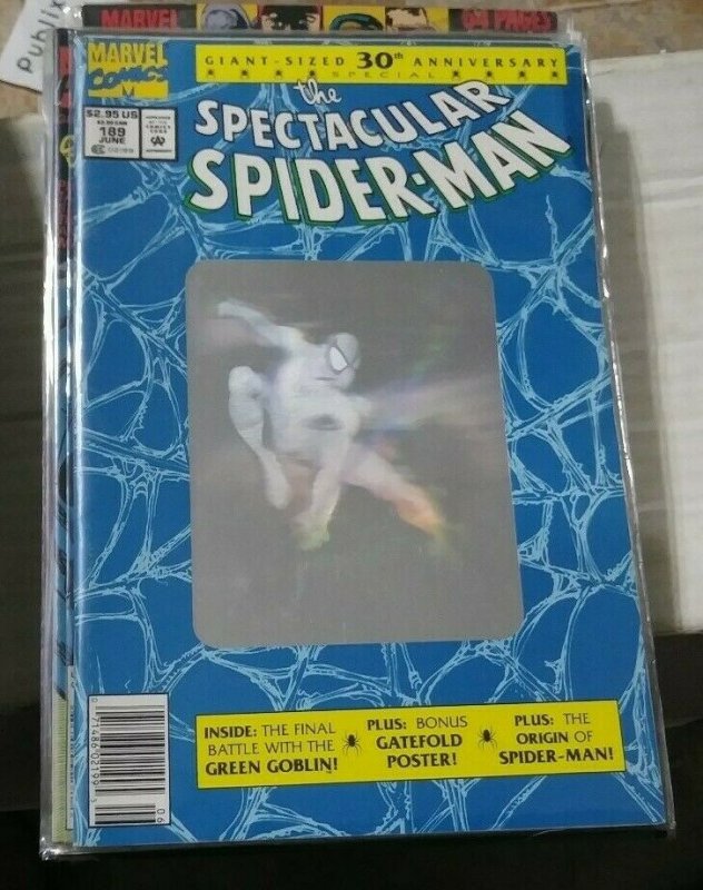 SPECTACULAR  SPIDER-MAN # 189 1992 MARVEL 30TH ANNIVERSARY HOLOGRAM COVER