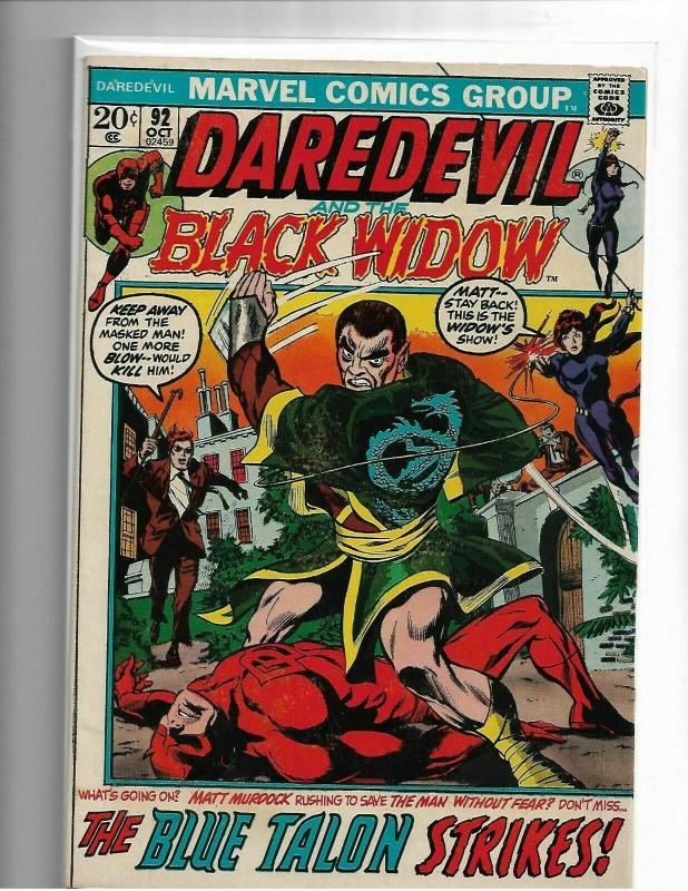 DAREDEVIL #92 - VF+ BLACK WIDOW IN TITLE BEGINS - HIGH GRADE BRONZE AGE