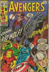 Avengers #80 ORIGINAL Vintage 1970 Marvel Comics 1st Red Wolf