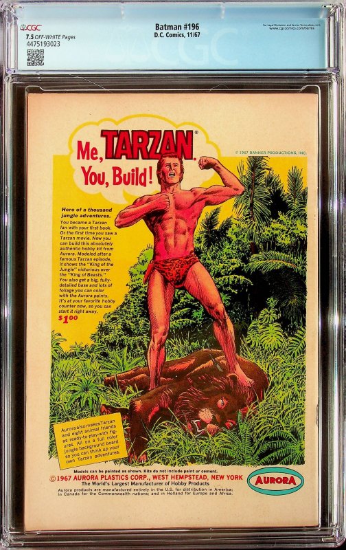 Batman #196 (1967) - CGC 7.5 - Cert#4475193023