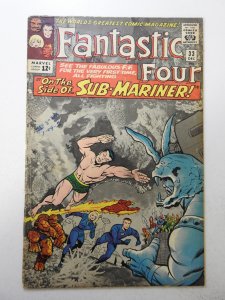 Fantastic Four #33 (1964) VG-  ink and stamp fc, cover detached bottom staple