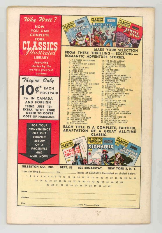 CLASSICS ILLUSTRATED #60 HRN 62 BLACK BEAUTY .1949. NICE 1st - VF- 