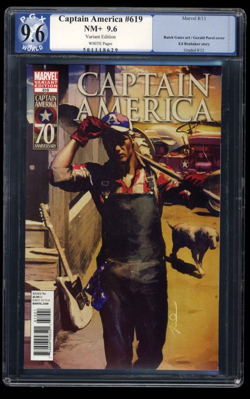 Captain America #619 PGX NM+ 9.6 White Pages Parel Variant